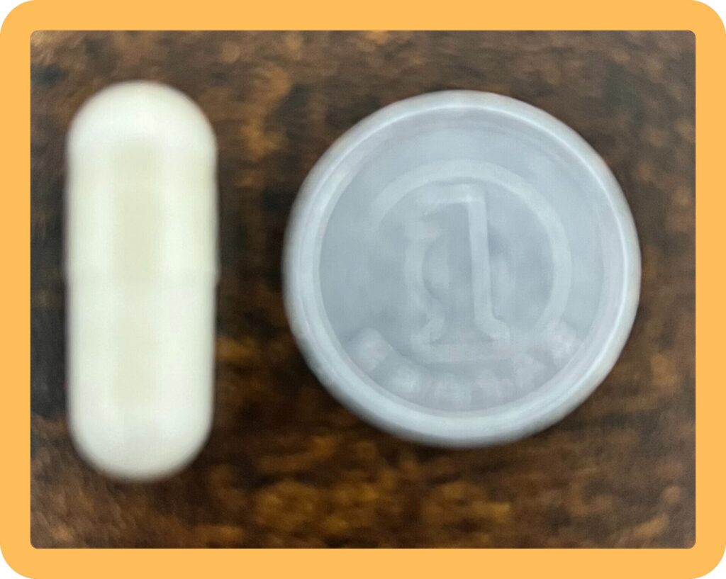 Vitamin D3の粒サイズ
1円玉と比較
